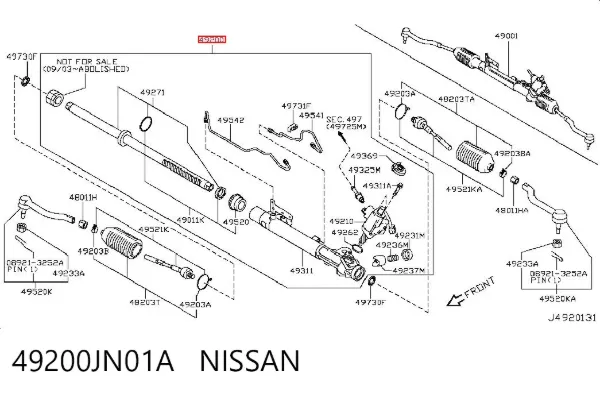 Listwa kierownicza (maglownica) 49200JN01A Nissan/Infiniti