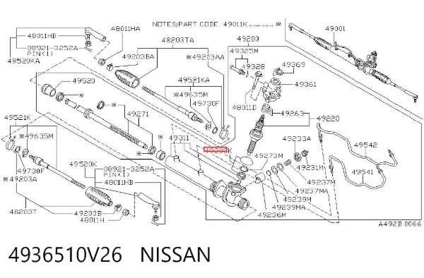 Zestaw naprawczy maglownicy (mechanizmu) (zestaw uszczelniaczy) 4936510V26 Nissan/Infiniti