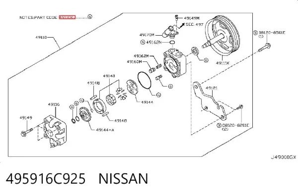 Zestaw naprawczy pompy wspomagania hydraulicznego Nissan Teana J32