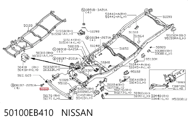 Wzmocnienie zderzaka przedniego Nissan Pathfinder R51M