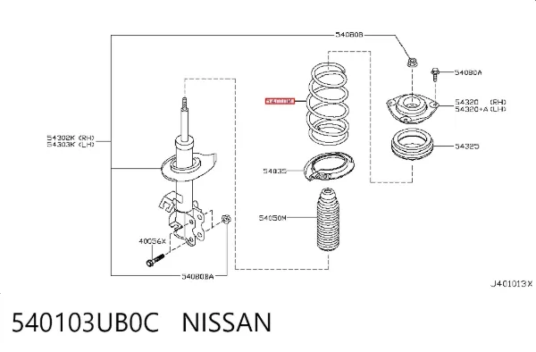 Sprężyna przednia 540103UB0C Nissan/Infiniti