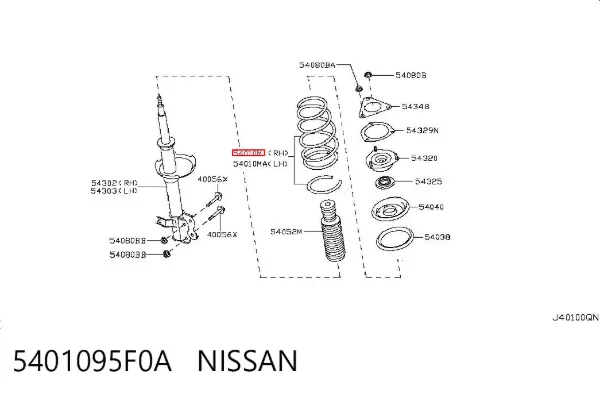 Sprężyna przednia 5401095F0A Nissan/Infiniti