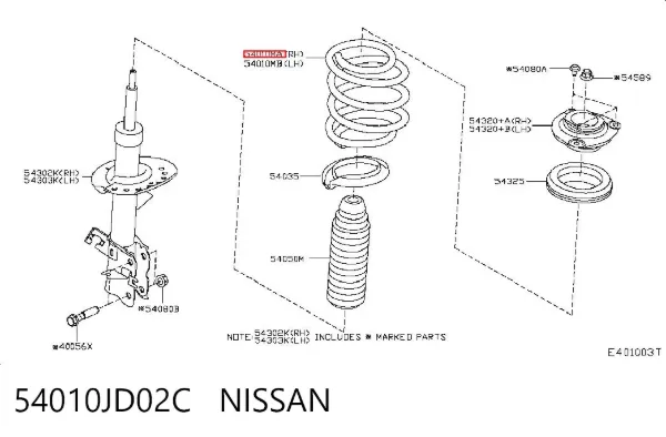 Sprężyna przednia 54010JD02C Nissan/Infiniti