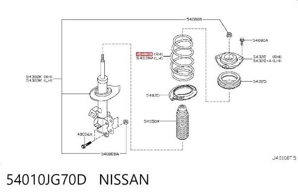 Sprężyna przednia 54010JG70D Nissan/Infiniti