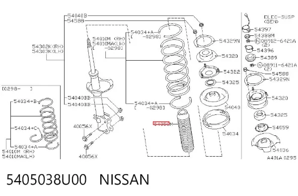 Osłona amortyzatora przedniego 5405038U00 Nissan/Infiniti
