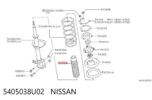 Osłona amortyzatora przedniego 5405038U02 Nissan/Infiniti