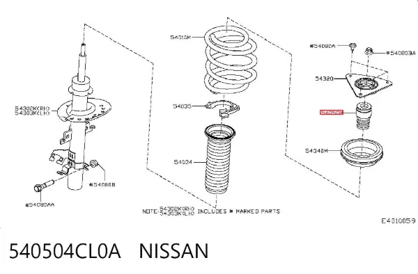 Odbój amortyzatora przedniego 540504CL0A Nissan/Infiniti