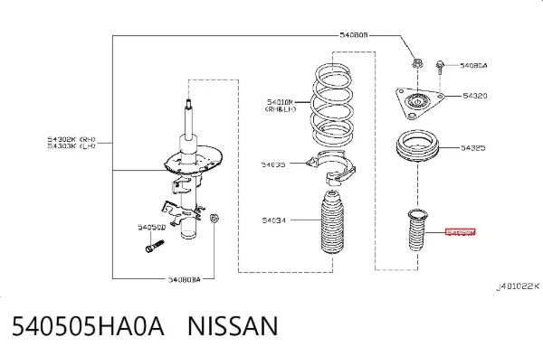 Odbój amortyzatora przedniego 540505HA0A Nissan/Infiniti