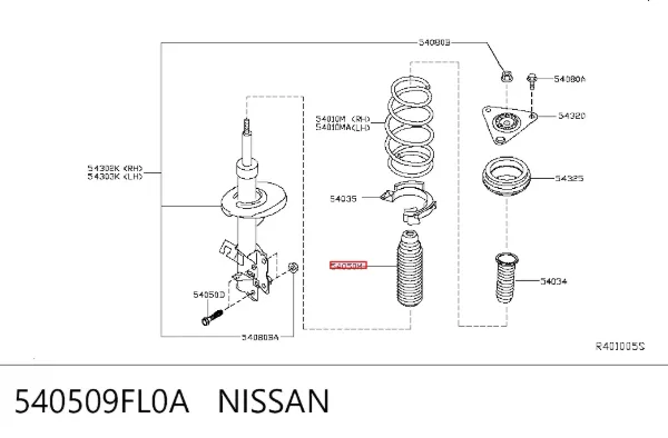 Odbój amortyzatora przedniego 540509FL0A Nissan/Infiniti