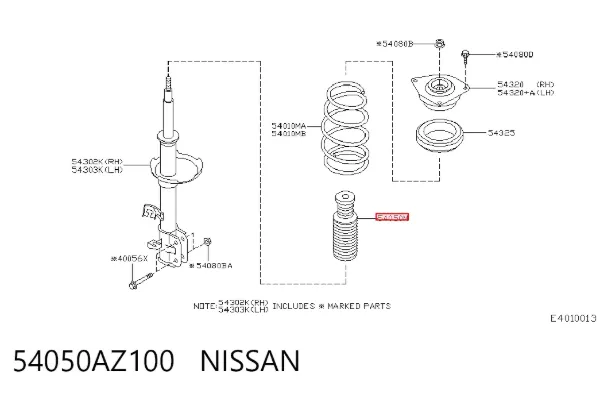 Odbój amortyzatora przedniego + osłona 54050AZ100 Nissan/Infiniti