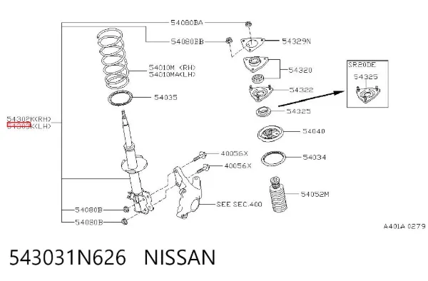 Amortyzator przedni lewy 543031N626 Nissan/Infiniti
