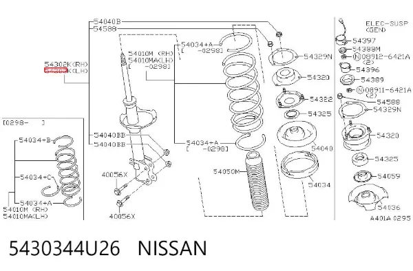 Amortyzator przedni lewy 5430344U26 Nissan/Infiniti