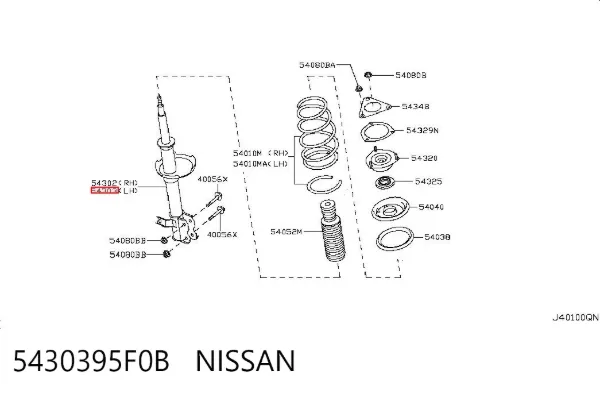 Amortyzator przedni lewy 5430395F0B Nissan/Infiniti