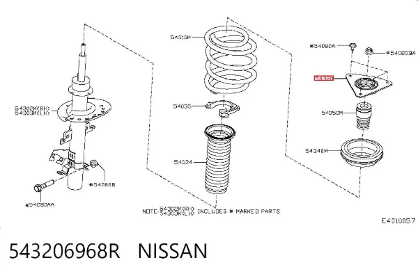 Poduszka amortyzatora przedniego 543206968R Nissan/Infiniti
