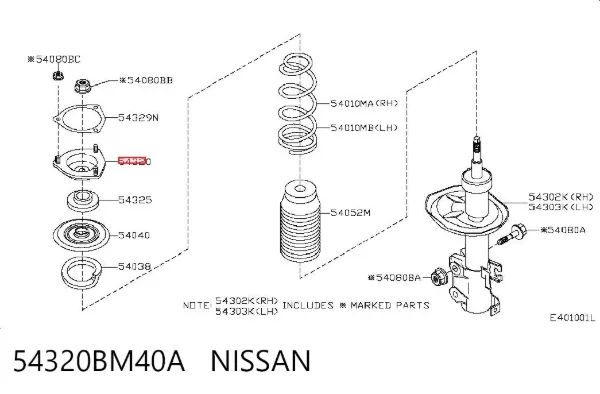 Poduszka amortyzatora przedniego 54320BM40A Nissan/Infiniti