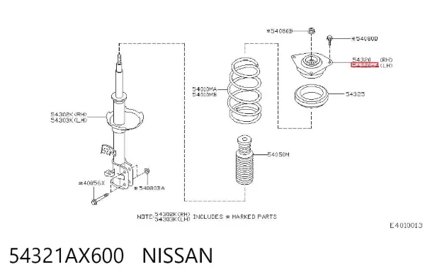 Podpora amortyzatora przedniego lewego 54321AX600 Nissan/Infiniti