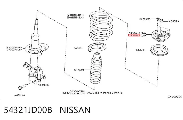 Podpora amortyzatora przedniego lewego 54321JD00B Nissan/Infiniti