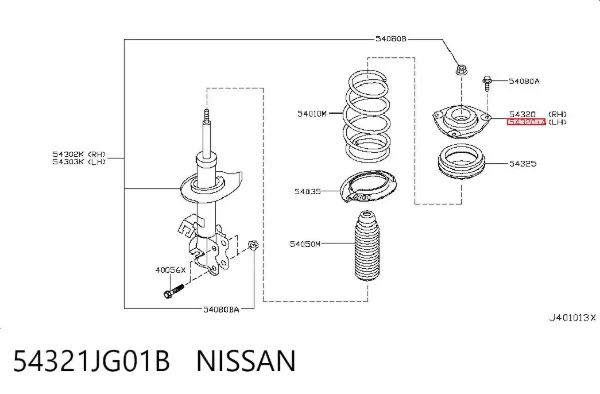 Podpora amortyzatora przedniego lewego 54321JG01B Nissan/Infiniti
