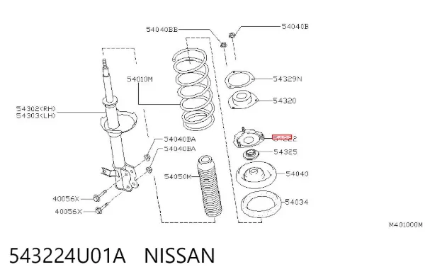 Poduszka amortyzatora przedniego 543224U01A Nissan/Infiniti