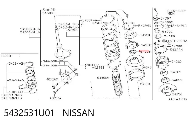 Łożysko podporowe amortyzatora przedniego 5432531U01 Nissan/Infiniti