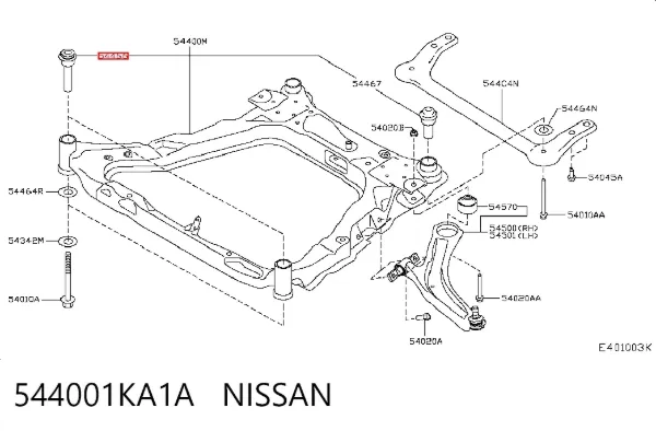 Tuleja (poduszka) przedniej belki 544001KA1A Nissan/Infiniti