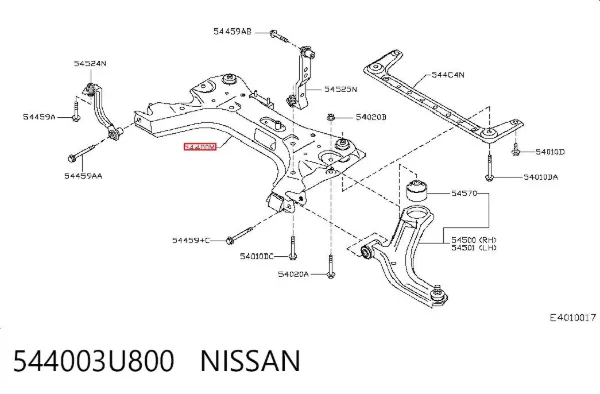 Korpus osi przedniej 544003U800 Nissan/Infiniti