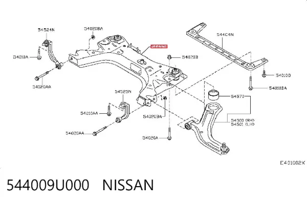 Korpus osi przedniej 544009U000 Nissan/Infiniti