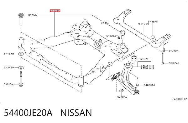 Korpus osi przedniej 54400JE20A Nissan/Infiniti