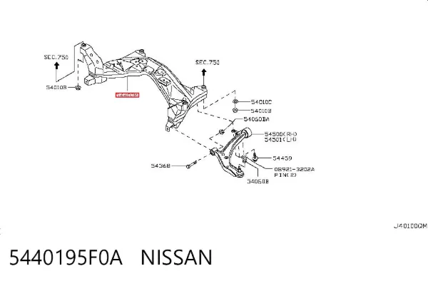 Korpus osi przedniej 5440195F0A Nissan/Infiniti