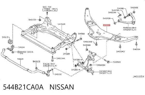 Belka przednia zawieszenia przedniego 544B21CA0A Nissan/Infiniti