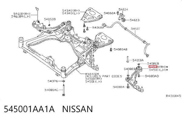 Wahacz zawieszenia przedniego dolny prawy 545001AA1A Nissan/Infiniti
