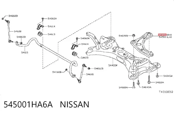 Wahacz zawieszenia przedniego dolny lewy 545001HA6A Nissan/Infiniti