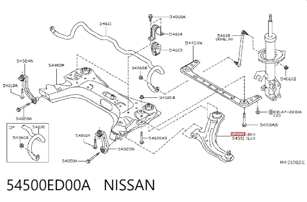 Wahacz zawieszenia przedniego dolny prawy 54500ED00A Nissan/Infiniti