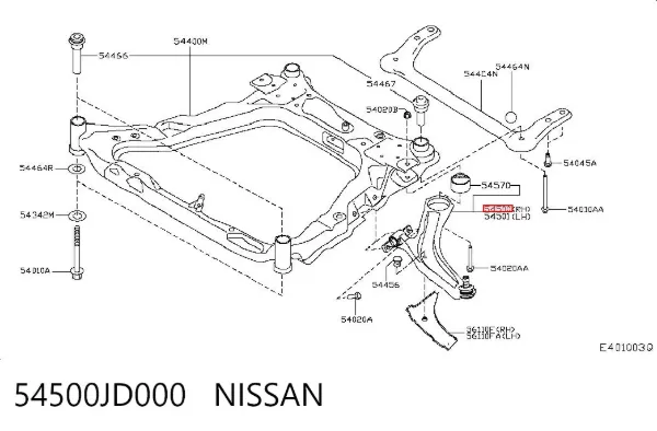 Wahacz zawieszenia przedniego dolny prawy 54500JD000 Nissan/Infiniti