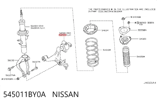 Wahacz zawieszenia przedniego dolny lewy 545011BY0A Nissan/Infiniti