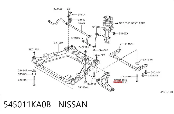 Wahacz zawieszenia przedniego dolny lewy 545011KA0B Nissan/Infiniti