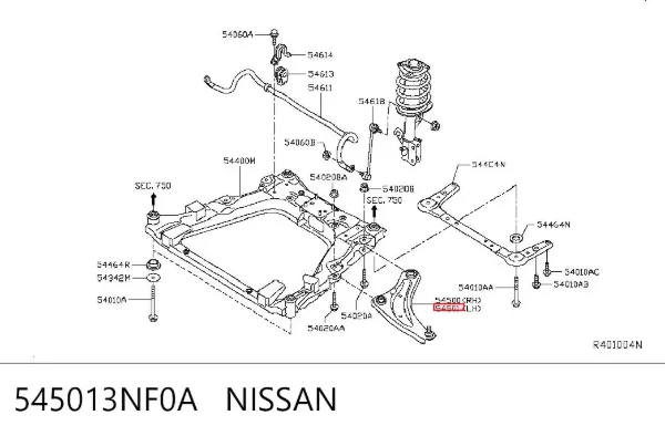 Wahacz zawieszenia przedniego dolny lewy 545013NF0A Nissan/Infiniti