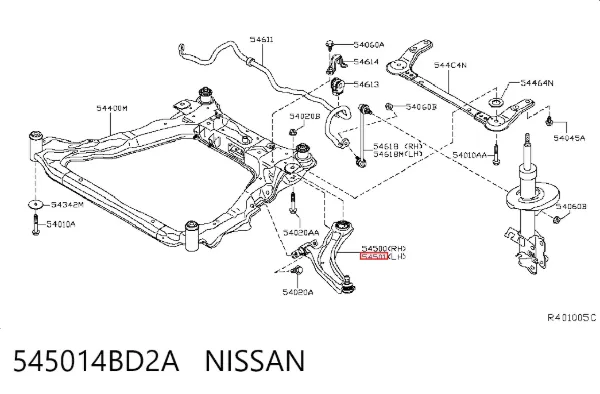 Wahacz zawieszenia przedniego dolny lewy 545014BD2A Nissan/Infiniti