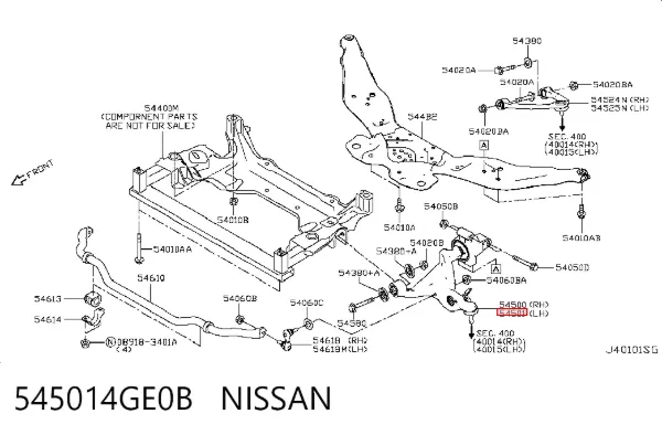 Wahacz zawieszenia przedniego dolny lewy 545014GE0B Nissan/Infiniti