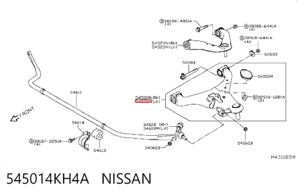 Wahacz zawieszenia przedniego dolny lewy 545014KH4A Nissan/Infiniti