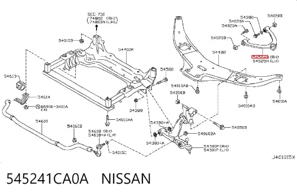 Wahacz zawieszenia przedniego prawy górny 545241CA0A Nissan/Infiniti