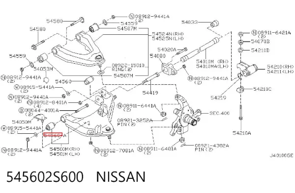 Silentblock przedniego wahacza dolnego 545602S600 Nissan/Infiniti