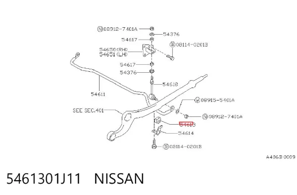 Tuleja stabilizatora przedniego 5461301J11 Nissan/Infiniti