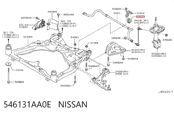 Tuleja stabilizatora przedniego 546131AA0E Nissan/Infiniti
