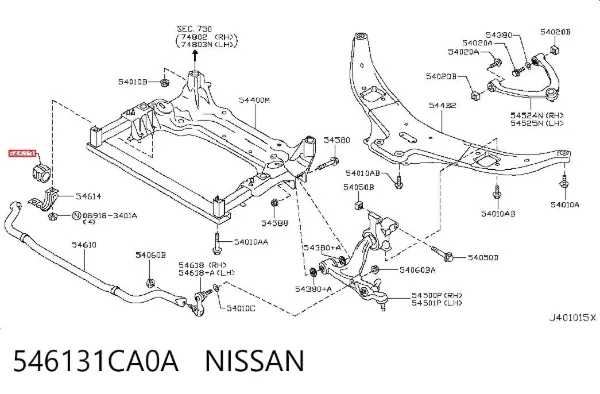 Tuleja stabilizatora przedniego 546131CA0A Nissan/Infiniti