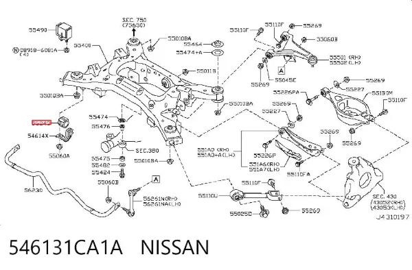 Tuleja stabilizatora tylnego 546131CA1A Nissan/Infiniti