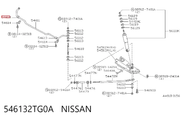 Tuleja stabilizatora przedniego 546132TG0A Nissan/Infiniti