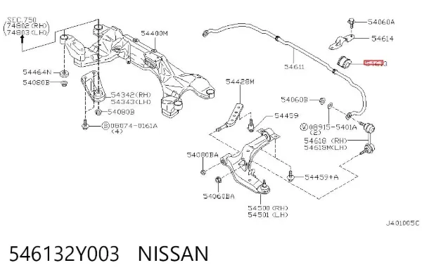 Tuleja stabilizatora przedniego 546132Y003 Nissan/Infiniti