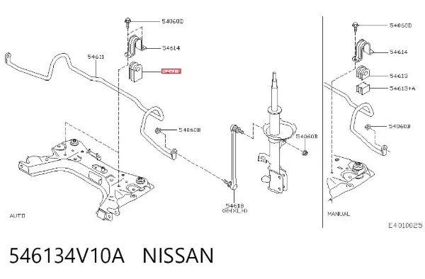 Tuleja stabilizatora przedniego 546134V10A Nissan/Infiniti