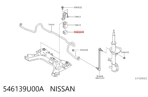 Tuleja stabilizatora przedniego 546139U00A Nissan/Infiniti